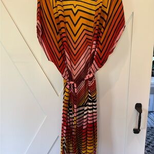 Billabong Orange and Red Tie Front Midi Dress